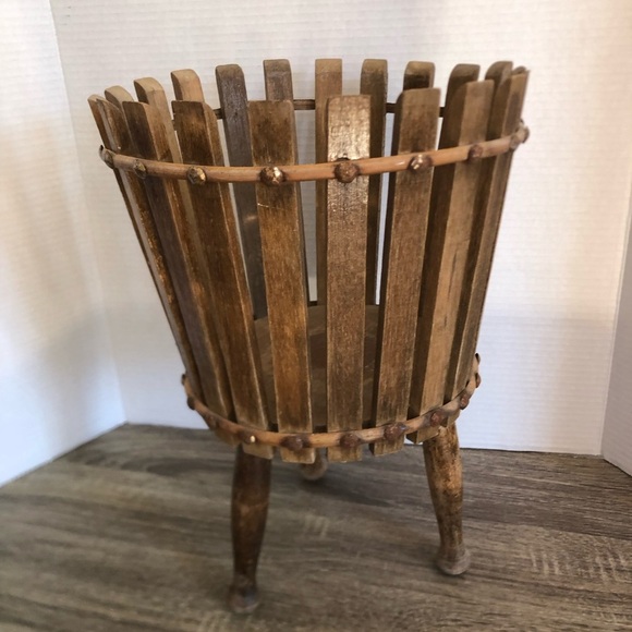 Vintage Primitive Wooden Planter Stand - Picture 1 of 10